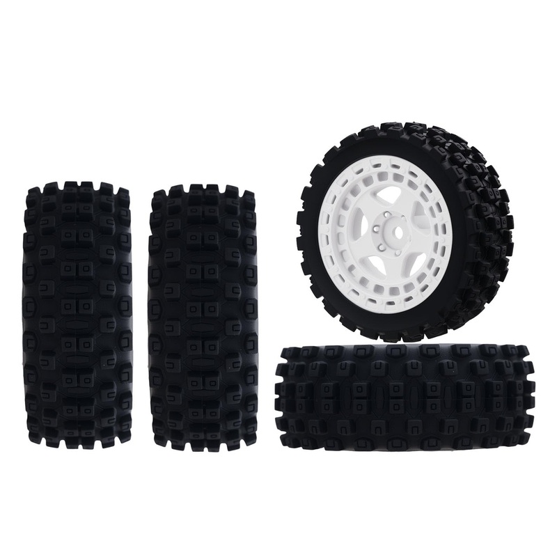 Mesimsple Pre Glued Plastic Wheel and Rubber Tire ARA550114 for 1/18 Typhon Grom Series Upgrade Parts White