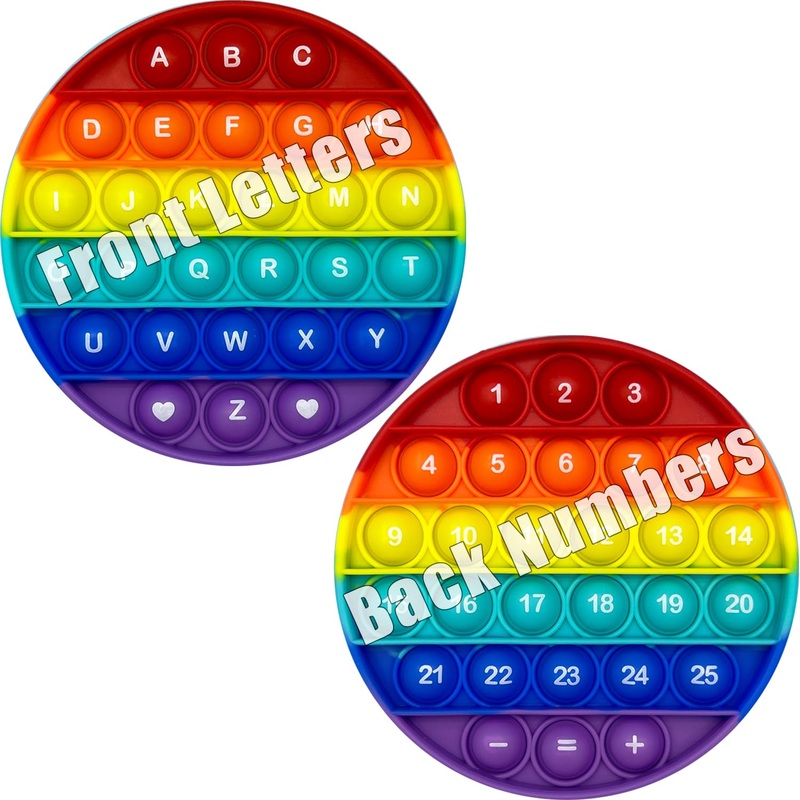 PETBSNVB Rainbow Circle Shaped Pop Bubble Fidget Toy with Letters and Numbers, Xmas Gift Sensory Toy with Alphabets Kids Birthda