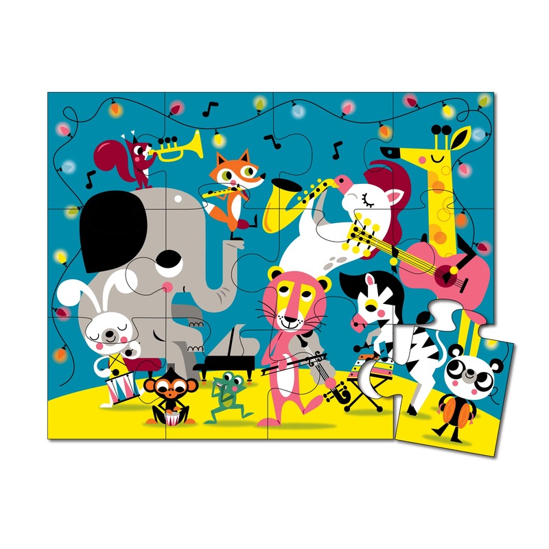 Playqid Wildlife Forest Animals Musical Instruments Jumbo Oversized Pieces Jigsaw Puzzle for Toddlers Age 2+ Kids | Children Lea