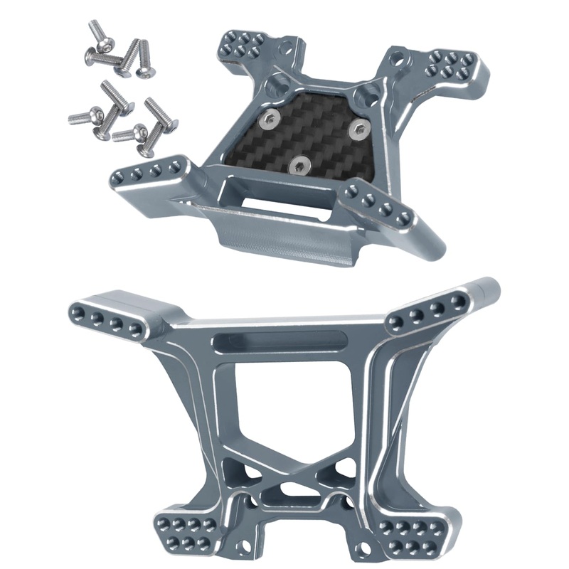RCHuiWow Upgrades Part for 1/10 Rustler 4WD/4WD(VXL),Alloy Front and Rear RC Shock Towers Hops up,Titanium