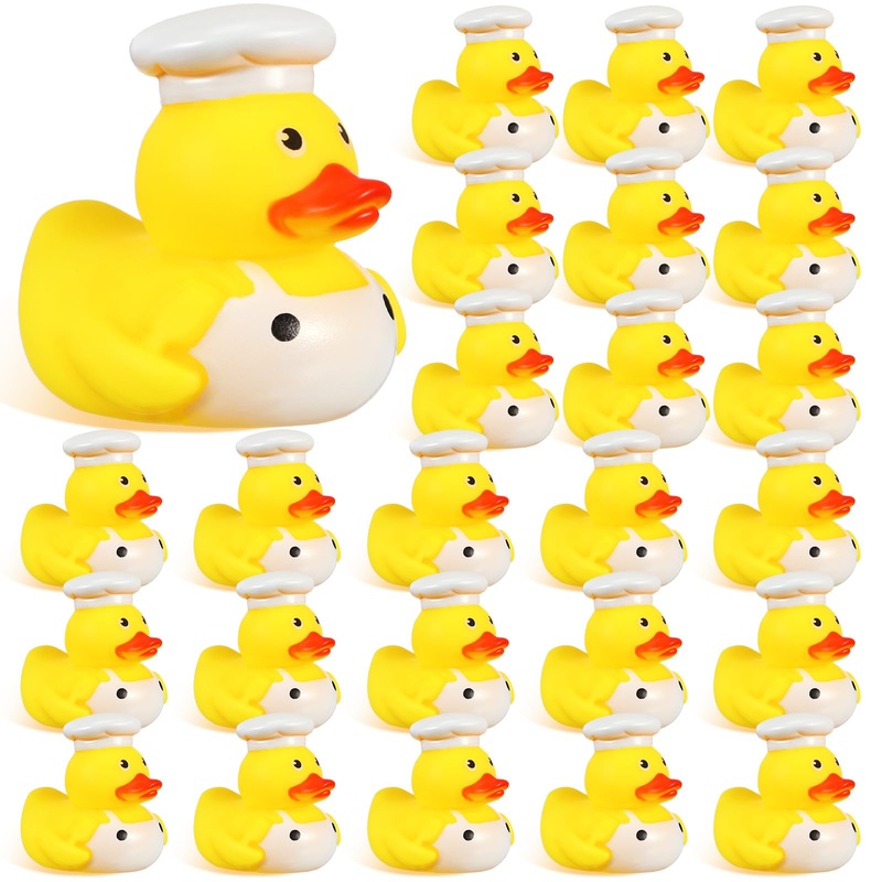 Sotiff 24 Pcs Rubber Ducks 2 Inch Cool Rubber Ducky Bath for Party Favors Birthday Party Gifts Beach Summer Bath Tub Pool (Chef