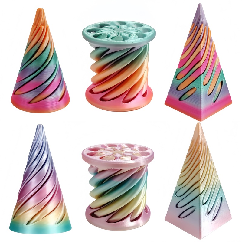 TIMCHESS 6Pcs Impossible Cone, Spiral Cone Fidget Toy, 3D Printed Spiral Cone Toy, Impossible Pyramid Passthrough Sculpture Spir