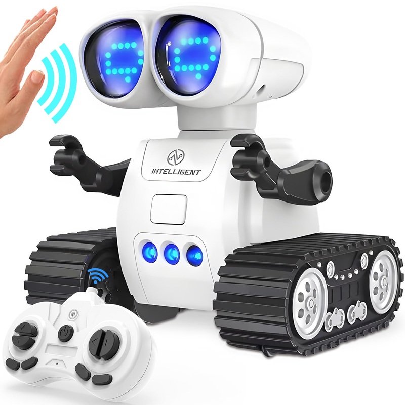 TOY Life Rechargeable Remote Control Robot Toys with Auto-Demonstration, Music & LED Eyes. Walkie Talkie Robot Toys for Kids 7 8