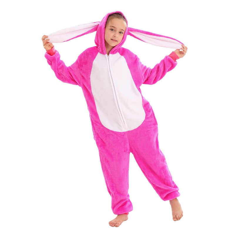 TYONMUJO Animal Onesie Costume for Kids Halloween Costumes for Girls Boys Cosplay Outfit Rabbit Bunny Pink 120