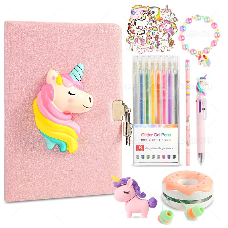 Unicorn Gifts for Girls 5 6 7 8 9 10+ Years Old,Birthday Gift Box Set for Girls,Unicorn Basket with Kids Earbuds,Girls Shiny Uni