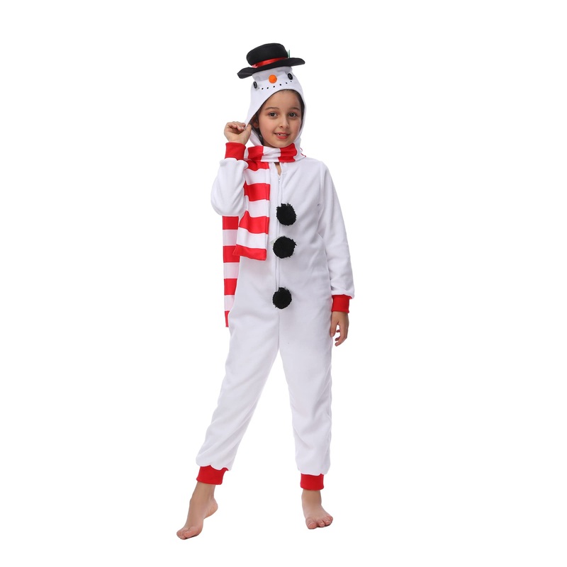 Wizland Kids Snowman Onesie One Piece Costume Unisex Christmas Costume Winter Fleece One-Piece Snowman 6-8