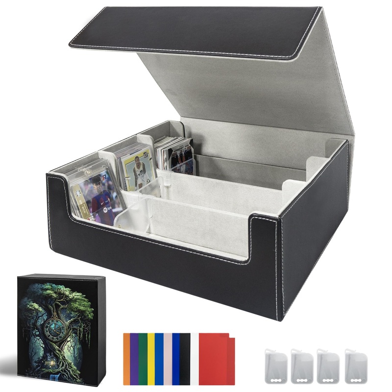 WTVIDAS MTG Card Deck Box – 2400+ Card Storage Box with 4 Supporters & 10 Colorful Dividers for Magic The Gathering Cards,Comman