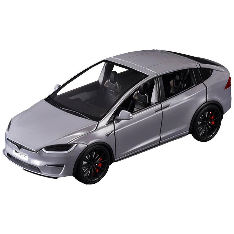 1/24 Model X Toy Car for Boys, Zinc Alloy Diecast Metal Model X Model Car Pull Back Car Toy Vehicles with Sound and Music, Suita