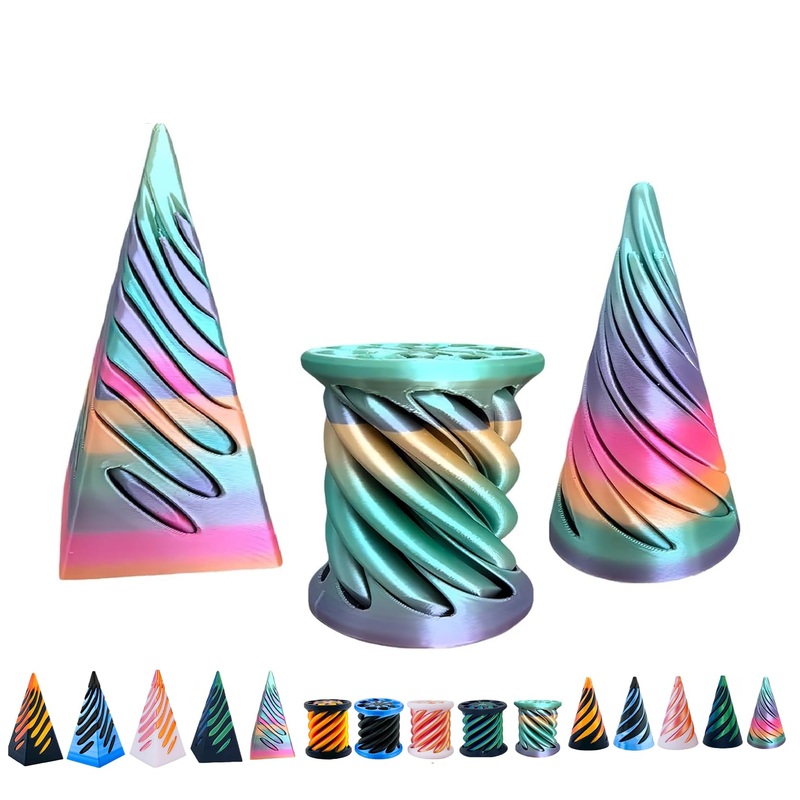 3 Packs Impossible Cone,Spiral Cone Fidget Toy Impossible Pyramid Passthrough Toy,3D Printed Spiral Cone Fidget Toy (Rainbow)