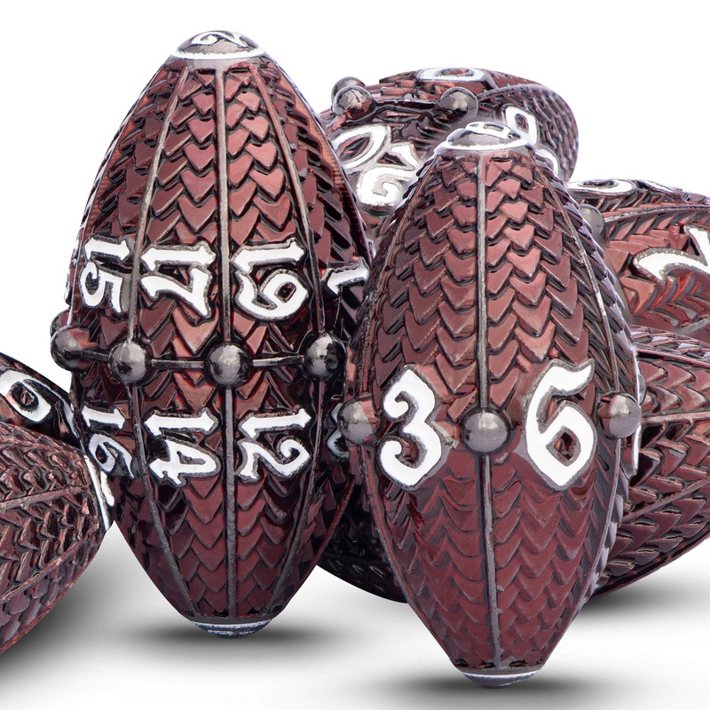 ARUOHHA DND Metal Dice Black Red Dragon Egg Dice with Metal Box, Role Playing Game RPG Polyhedral D and D Dice Set D20 D12 D10 D