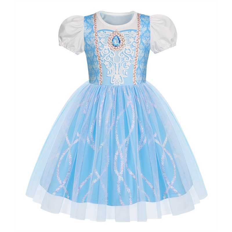 Benylion Princess Dress for Girls Kids Blue Princess Dress Halloween Cosplay Party Outfits Cinderella Dresses for Girls Birthday