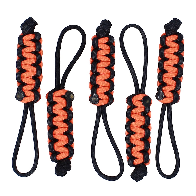 BubbasGarageTv – Large Heavy Duty Paracord Zipper Pulls (Neon Orange