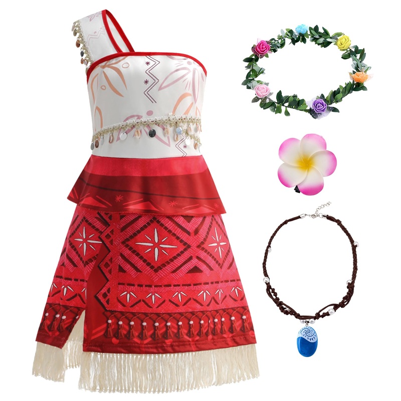 Bvthiynu Princess Dress for Girls Toddler Ocean Adventure Costume Birthday Party Cosplay Fancy Dress up, 2-3 Years Red