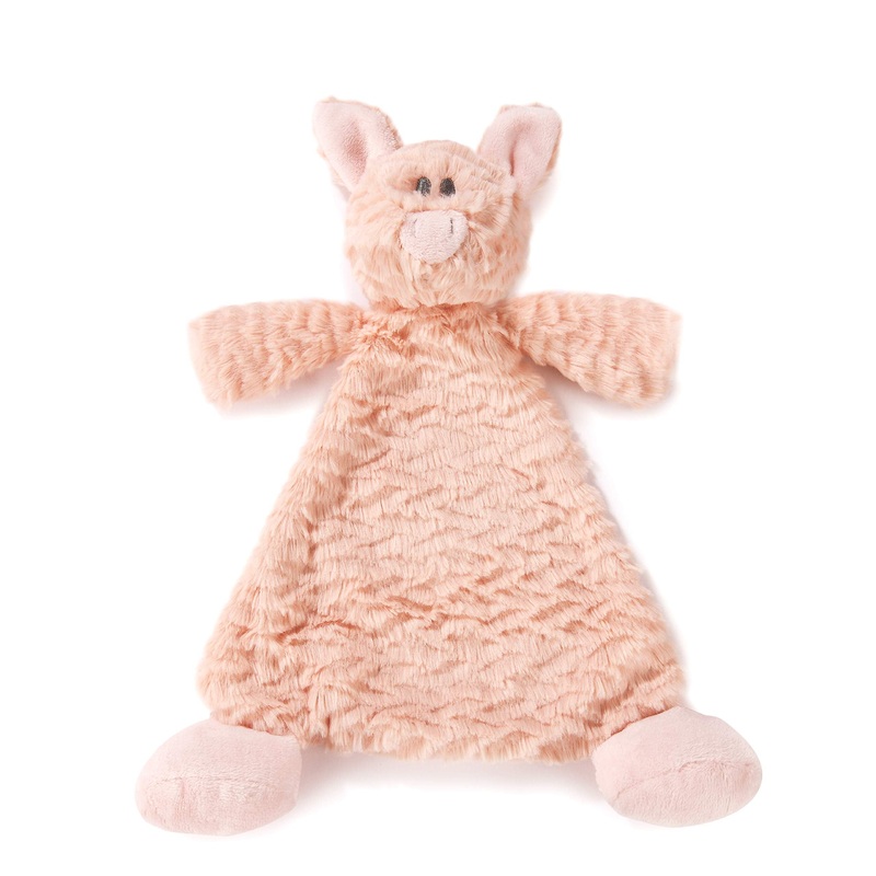 DEMDACO Pudder Pig Pink Children’s Plush Rattle Blankie