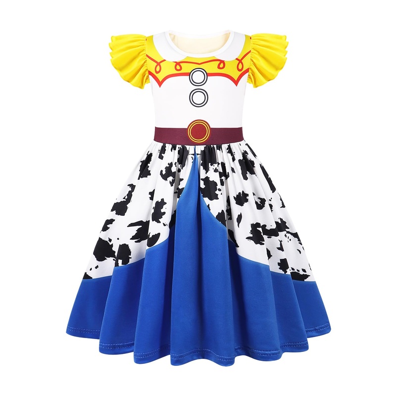 Eledobby Jessie Costume Girls Cowgirls Outfit Princess Jessie Dress Halloween Dress Up Birthday Party Clothes 6-7Years