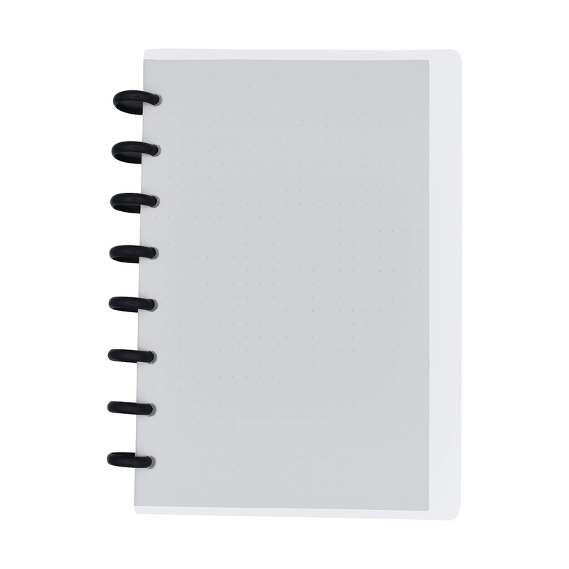 Eleven Discs Discbound Notebook, Junior Size, 1mm Poly Cover, Heavyweight Paper, 50 Dot Grid Sheets (Translucent)