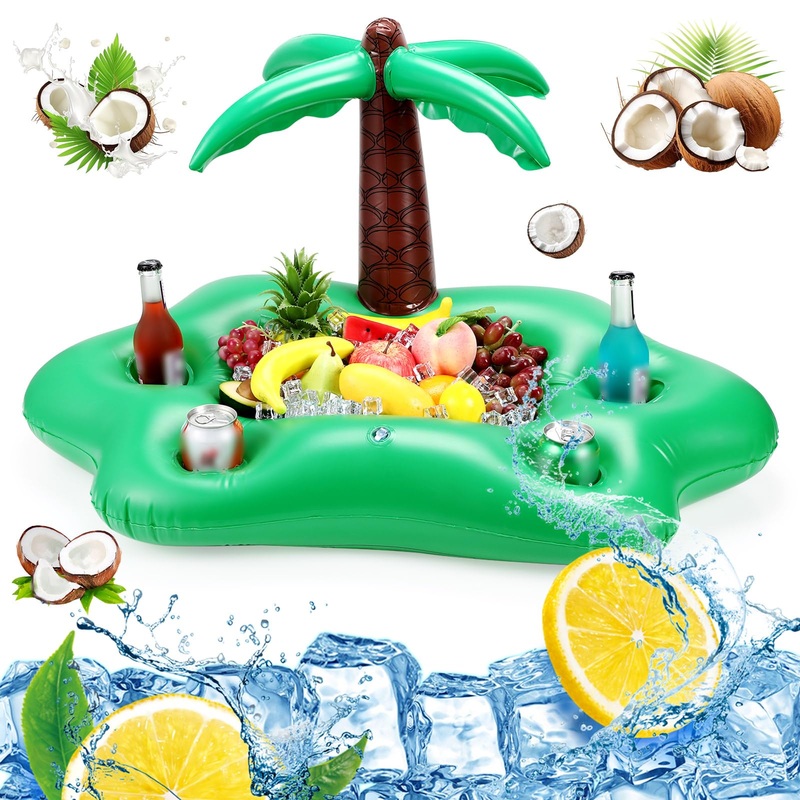 FillTouch Floating Drink Holder for Pool, Floating Cabana Bar, Hot Tub Drink Holder for Adults, Inflatable Pool Accessories(Coco