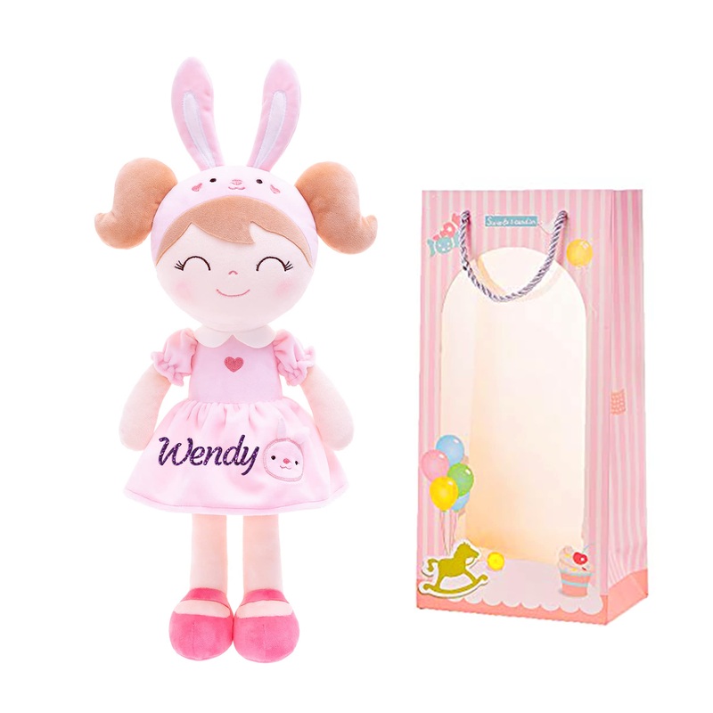 Gloveleya Personalized Doll with Your Name – Cute Pink Bunny Custom Soft Plush Doll for Girls Plush Doll Customized Gifts – Muec