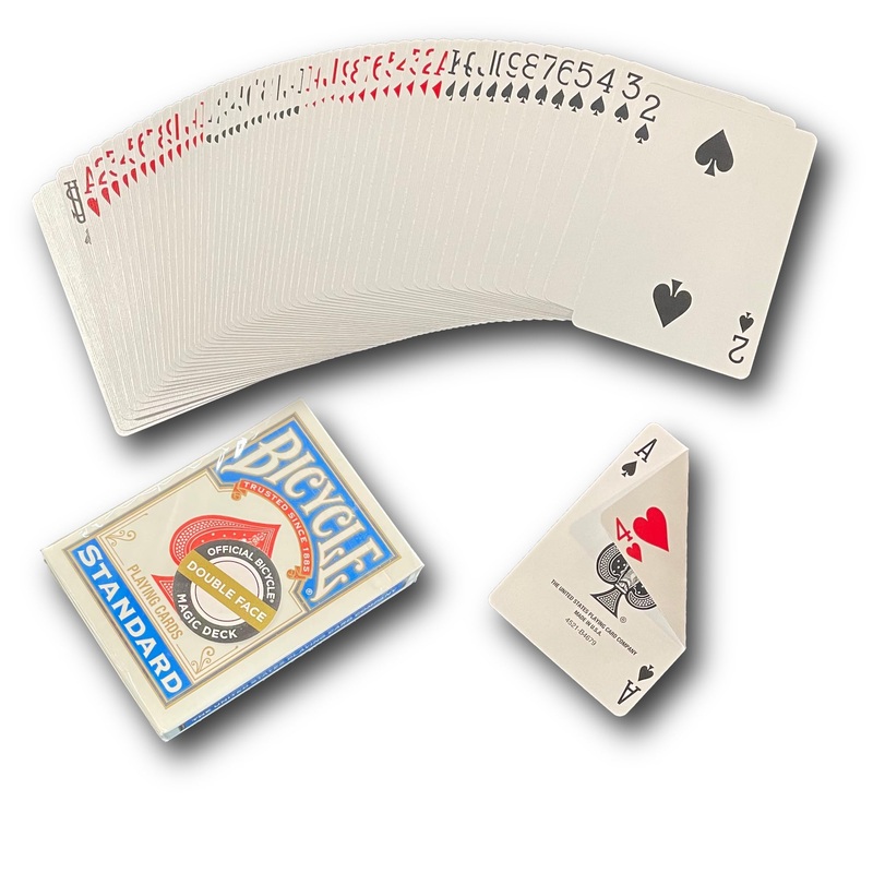 Hat Trick Magic Bicycle Rider Back Gaff Playing Card Decks (Double Face, Blue Box)