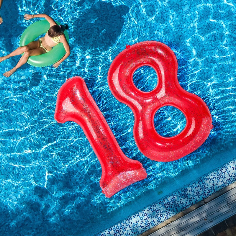 HyDren 48 Inch Inflatable Number Pool Float – Giant Balloon Style Birthday Pool Party Decoration, Summer Outdoor Floating Fun, L