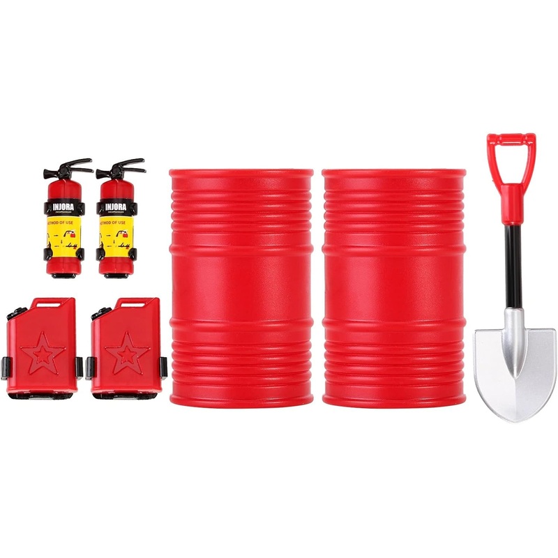 INJORA RC 1/24 Crawler Car Decoration Fire Extinguisher/Fuel Tank/Shovel/Oil Drum for 1/18 TRX4M Axial AX24 SCX24 C10 JLU Gladia