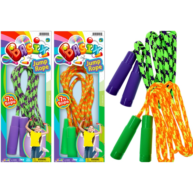 JA-RU 7ft Adjustable Jump Rope for Kids (2-Pack) – Nylon Braided Skipping Rope for Kids | Playground Toys & Recess Equipment for