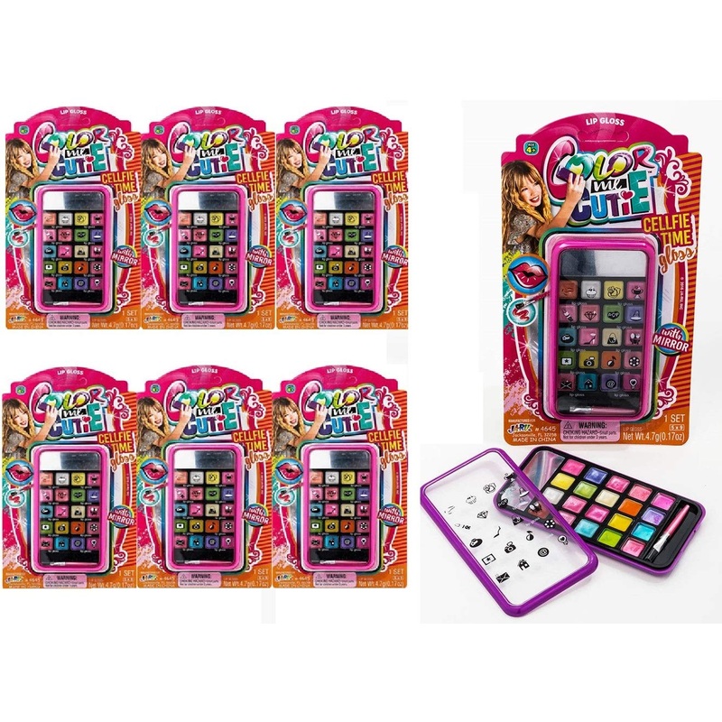 JA-RU Kids Makeup Beauty Toy Kit for Girls (6 Makeover Set) Cell Case w/Mirror, Brush & Eyeshadow Palette. Kids Real Makeup Wash