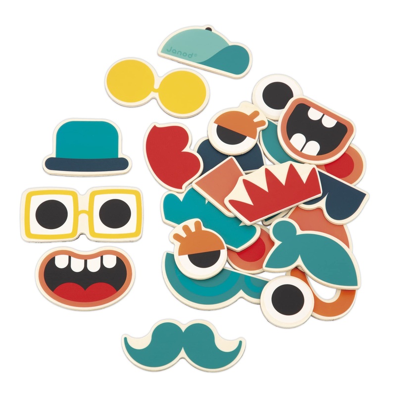 Janod Wooden Magnets – Imagination and Creativity Sets (Funny Faces)