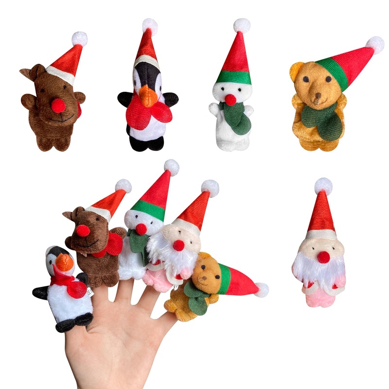 Kaemi Finger Puppets for Toddlers Soft Plush Christmas Finger Puppet Toys for Story Time Playtime Shows Party Favors, Educationa