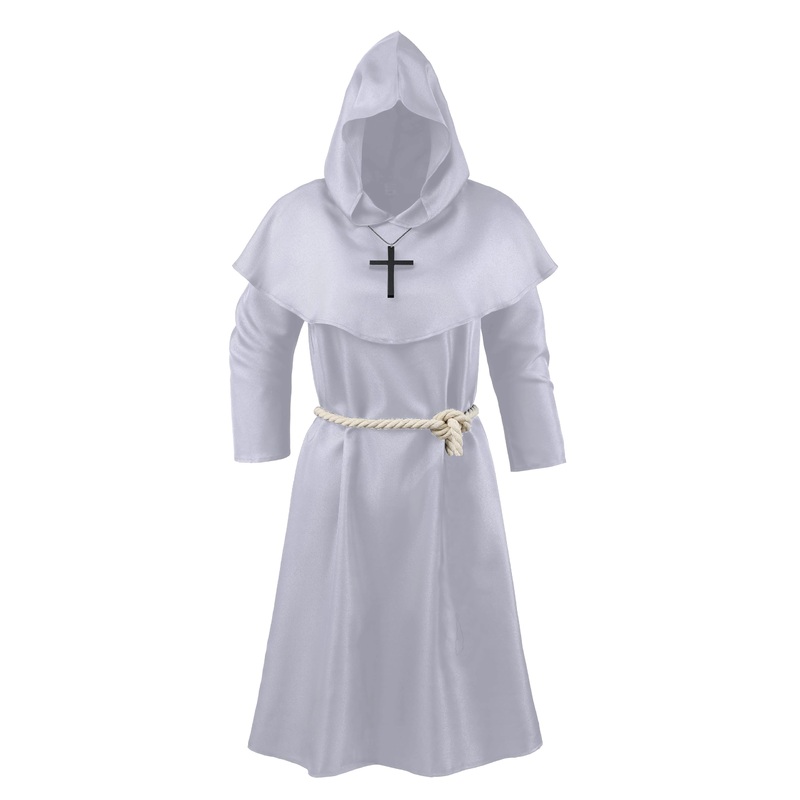 Kids Friar Medieval Hooded Monk Renaissance Priest Robe Halloween Costume Cloak for Kids