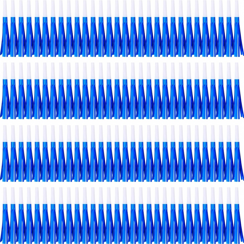 LCPQMZGH 120 Pcs Gold Noise Makers, Metallic Fringed Noise Makers for New Year Party Favor Supplies (Blue)