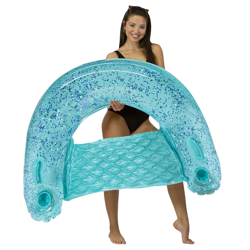 Poolcandy Sun Chair Water Raft, Multiple Chair Styles (Aqua Glitter)