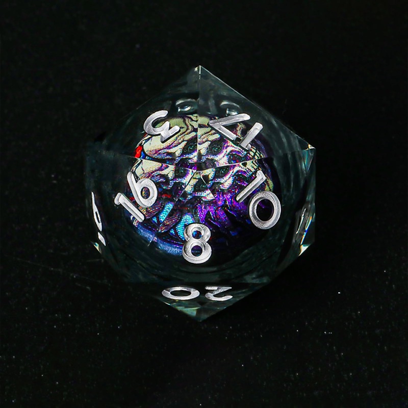 QuestDiceForge Resin DND Dice Set 7 PCS Dragon Eye Liquid Core Sharp Edges Handmade with Gift Box Ideal for Dungeons and Dragons
