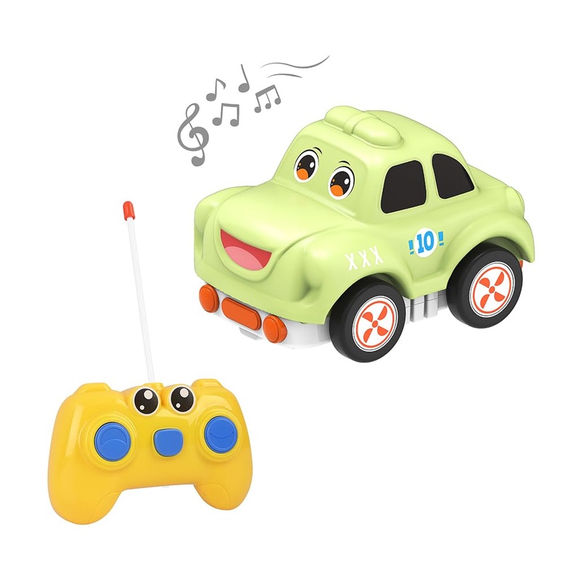 Remote Control Car for Toddlers 18M+,Safe & Durable Cartoon Silicone Crash-Resistant RC Car,Toys for 18M+ Years Old Green Cars w
