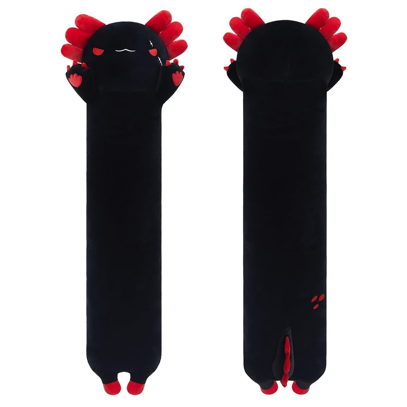 Sausudols Axolotl Plush Toys – 19.6′ Long Stuffed Animals Gift for Family, Friends & Children – Black Axolotl