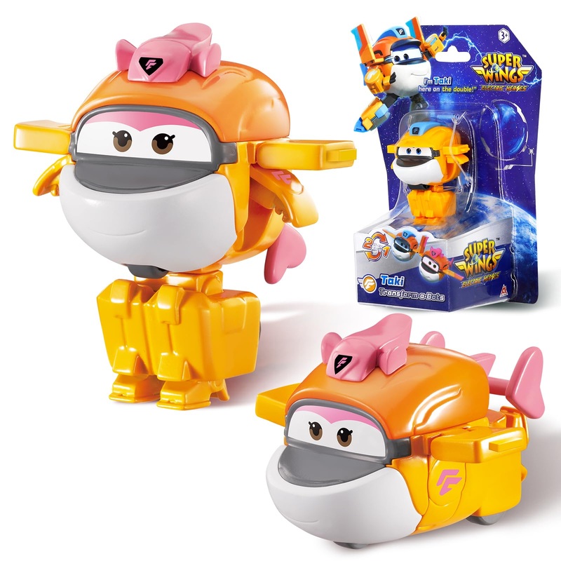 Super Wings Transformable Toys, 2 in Tiki Robot Transforming Action Figures, 2-in-1 Mode Robot Toys for Boys Girls 4-6 6-8, Fun
