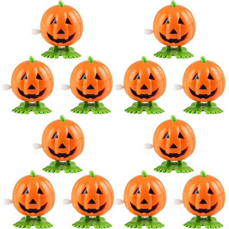 The Dreidel Company Halloween Pumpkin Wind-Up Toys, Birthday Party Favors, Novelty Toys for Boys and Girls, 2” Inches (12-Pack)