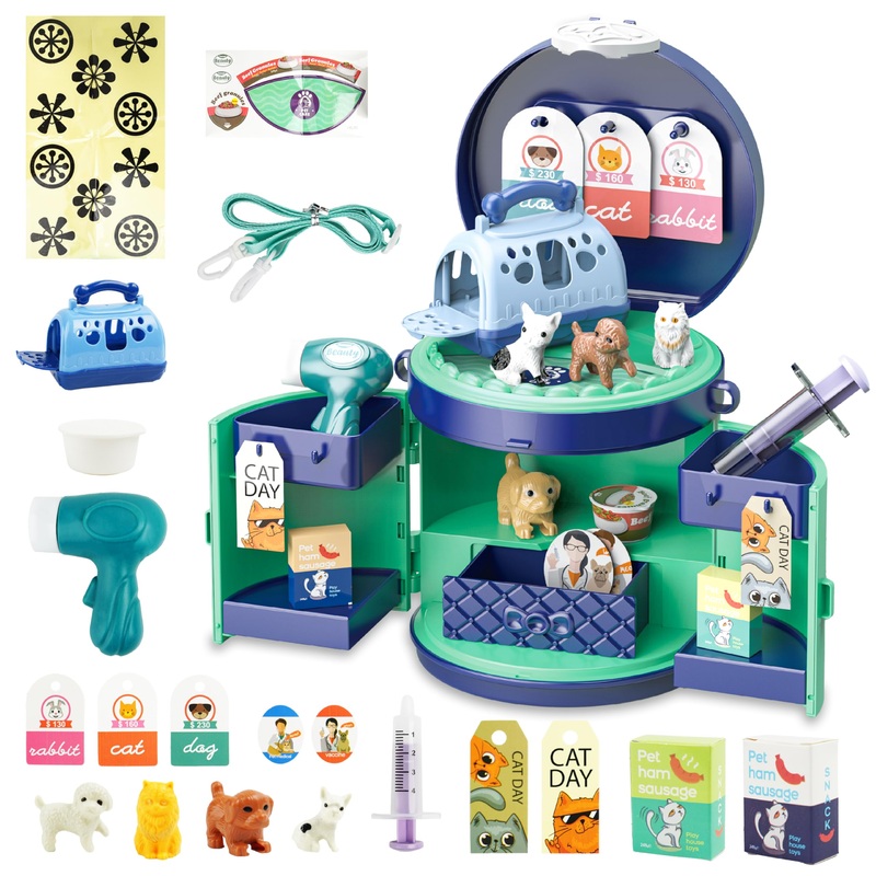 Toy Choi’s Veterinarian Playset for Kids – 3 in 1 Kids Doctor Kit Bag with Dog Cat Toy,Doctor Kit for Kids 6-8 – Pretend Play To