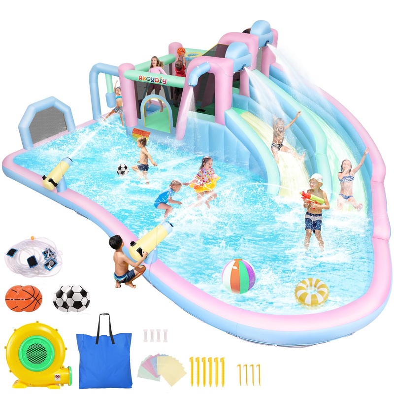 AKEYDIY Inflatable Bounce House Double Slides for Kids, Giant Bounce Castle 21.3FT x14.7FT with Pool, Multiple Game Areas and 95