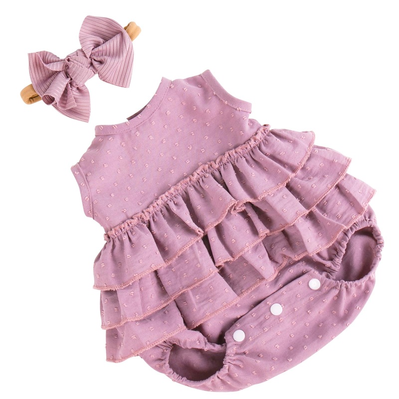 Aori Lifelike Baby Dolls Clothes 20 Inch Purple Dress Clothing Set for 17-20 in Realistic Newborn Doll Girls