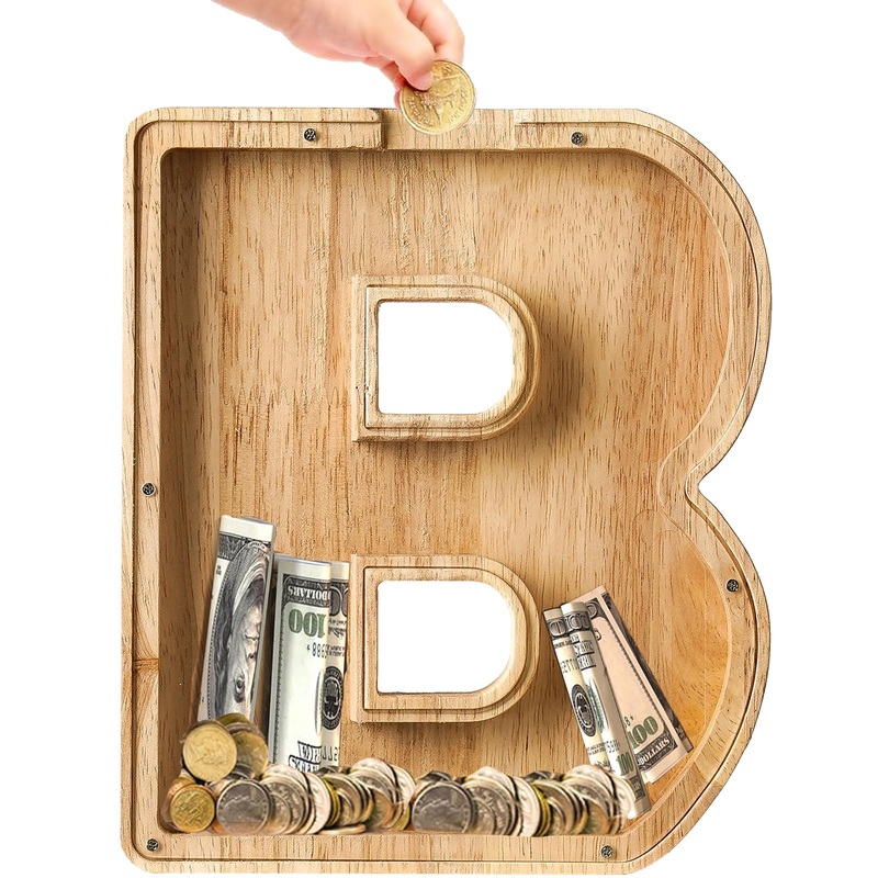 Bemaystar 12” Piggy-Bank for Kids: Letter Piggy Bank for Boys Girls Toddler, Kids Letters Coin Bank for Christmas Birthday Gift