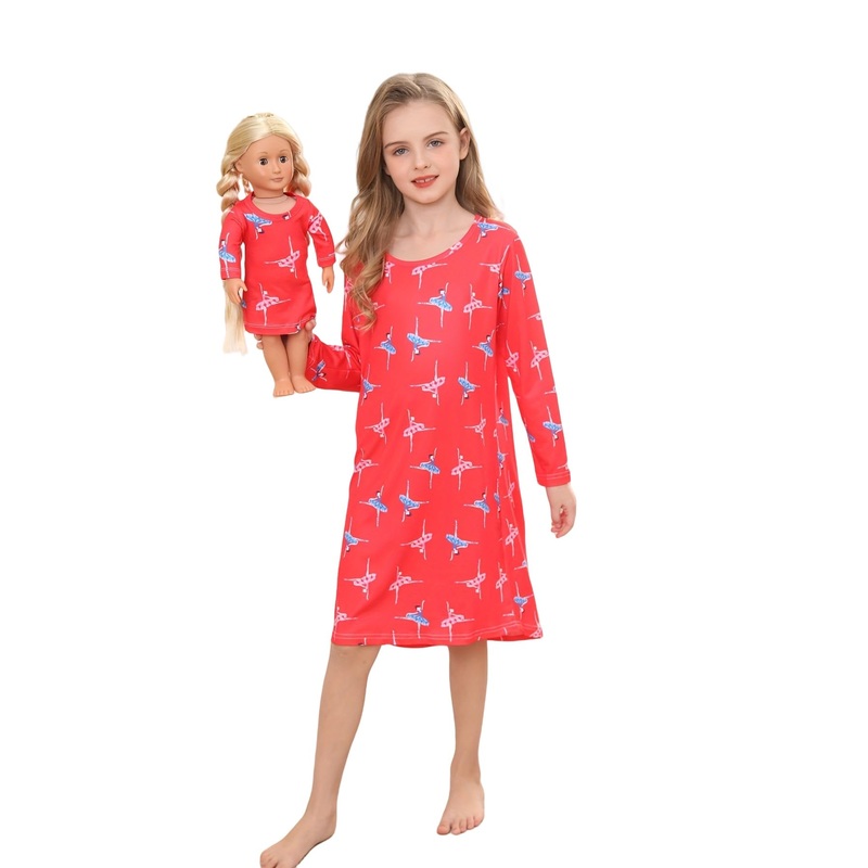 Bow Dream Girl Dress Cute and Matching American Girl Doll Clothes Accessories for Girls Dresses Set Dancing Girl Size 150