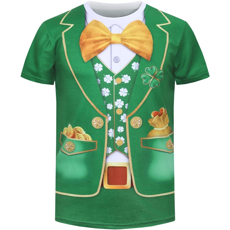 COSLAND Boys’ St Patricks Day Shirt for Kids Novelty Top, Green, Small