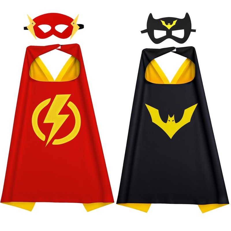 KARAZZO Superhero Capes and Masks Kids Costumes Halloween Christmas Cosplay Dress Up for Boys Girls (Orange+Yellow)