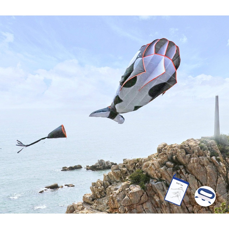 Kizh Kite Giant 3D Dolphin Frameless Soft Parafoil Kites for Kids and Adults Easy Flyer Kite for Beach Park Garden Playground (B