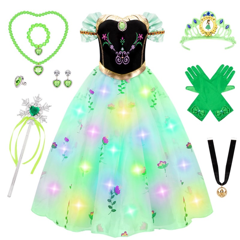 Meland Princess Dress Up for Girls – Light Up Princess Dress for Role Play, Halloween Costume for Toddler Girls 3-10 (3-4 Years)