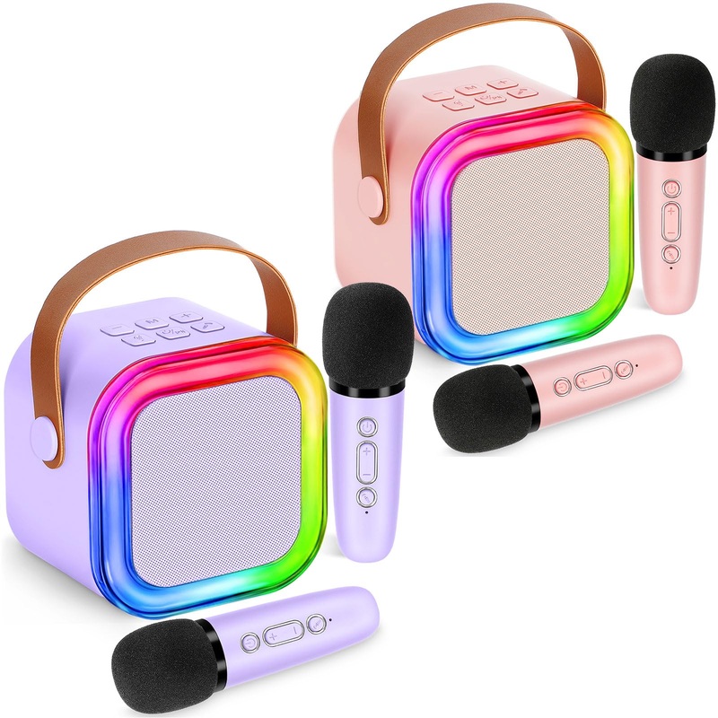 Mini Karaoke Machine for Kids,Girl Toys,Karaoke Microphone Wireless for Kids,Gifts for 4,5,6,7,8,9,10 Year Old Girl Toys 2PCS (P