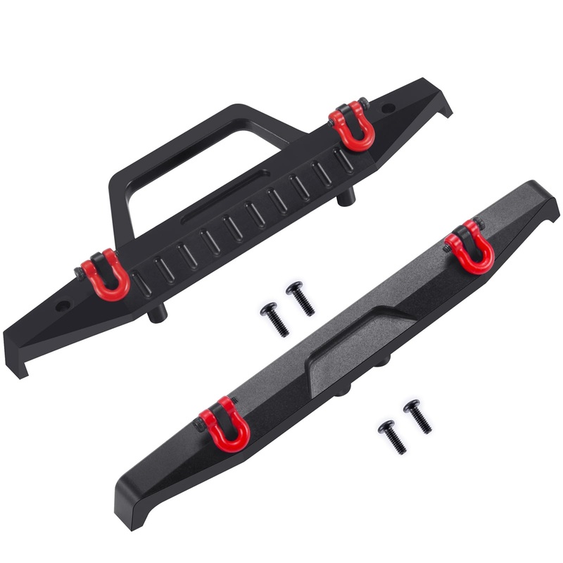 MOHERO Aluminum Front and Rear Bumper Set with Tow Hook for 1/18 TRX4M High Trail K10 RC Crawler Car Upgrade Part,(Front&Rear)