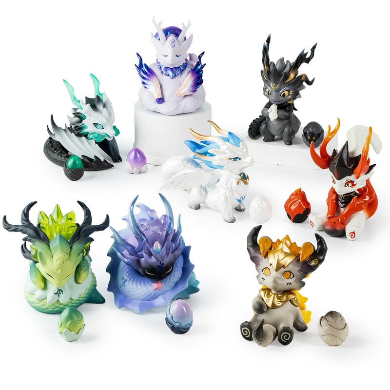Mythical Beasts Administration Together with Loong Series 8PCs (Set of 8 No Repeat) Blind Box Figures, Random Design Cute Figure
