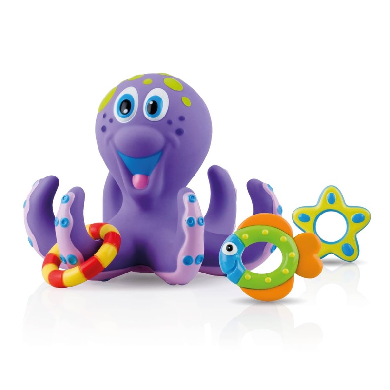 Nuby Floating Purple Octopus with 3 Hoopla Rings Interactive Bath Toy (Pack of 12)